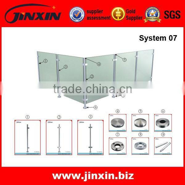 304 Stainless Steel Channel Pipe System/Glass Fence System