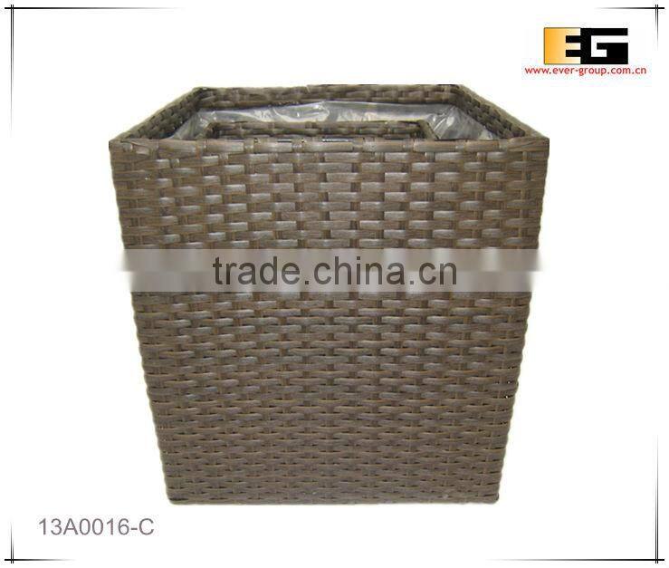 PE/Plastic rattan cube square with liner outdoor flower planter