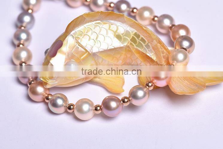 AAA 13-14mm round multicolors Edison pearl bracelet