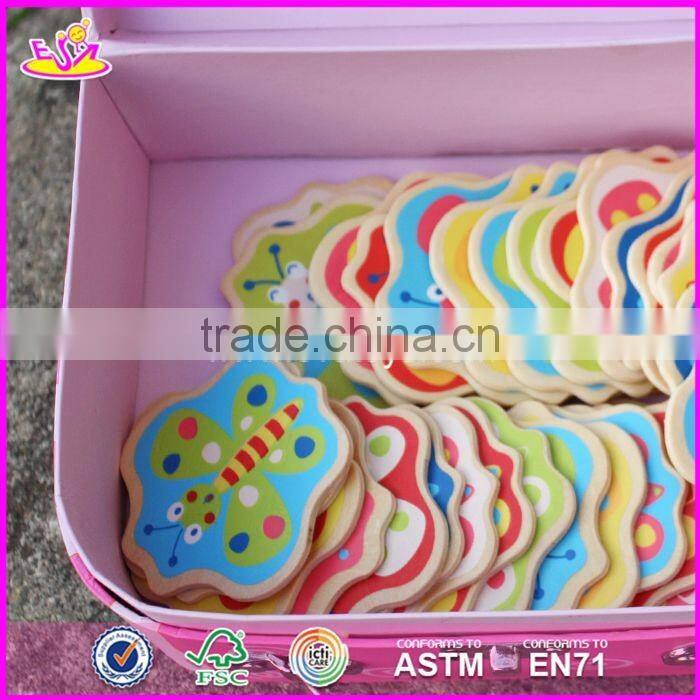 2017 Best sale lovely pink children wooden toy box for sale W08C171-S