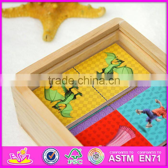 2016 hot sale funny children wooden domino puzzle W15A065