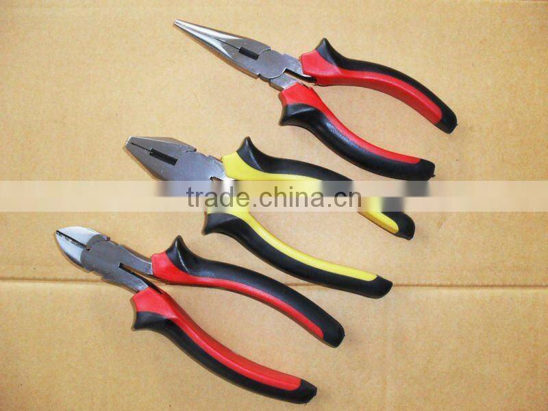 YF409 Europe style double color handle combination plier with fine polished