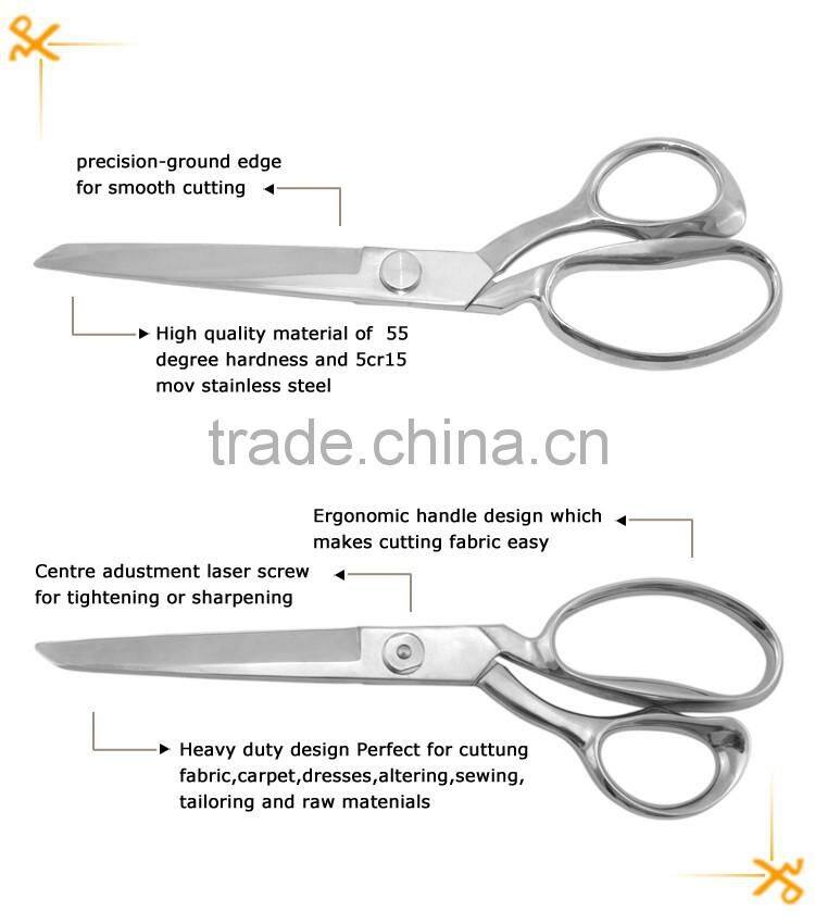 Professional all stainless steel fabric cutting sewing scissors