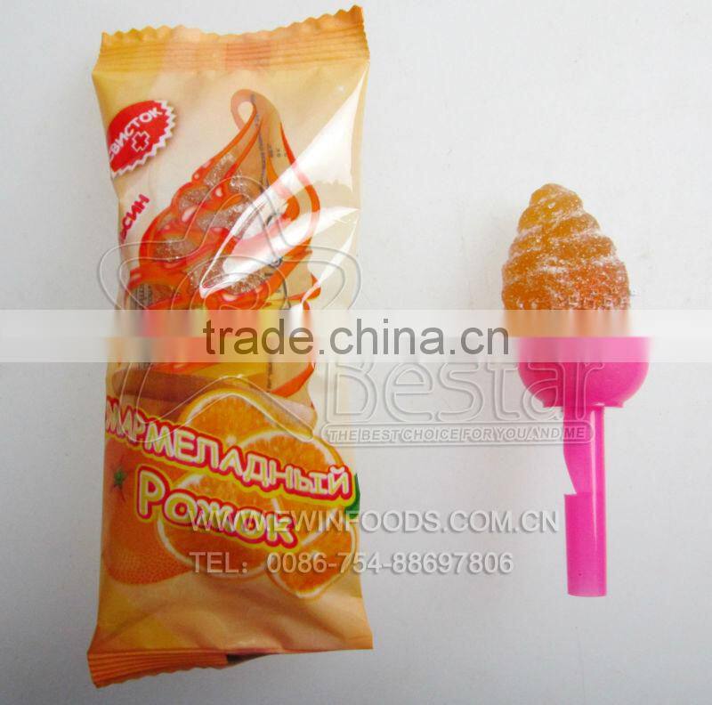 Ice-cream Jelly Candy with Plastic Whistle Lollipop