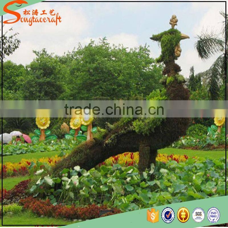 songtao high quality artificial peacock artificial animal topiary sculpture for garden decoration