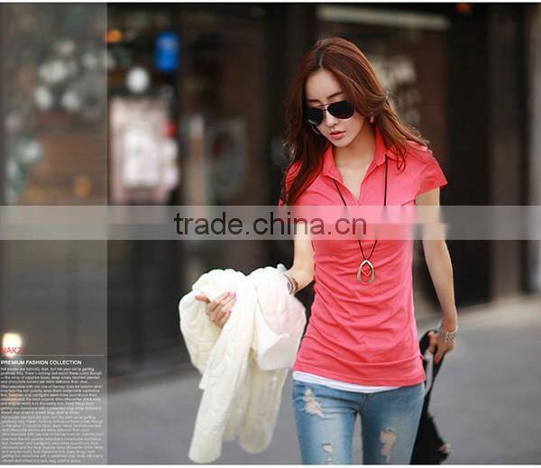 Women Polo shirts Short sleeves Fitted Tees blank Tops