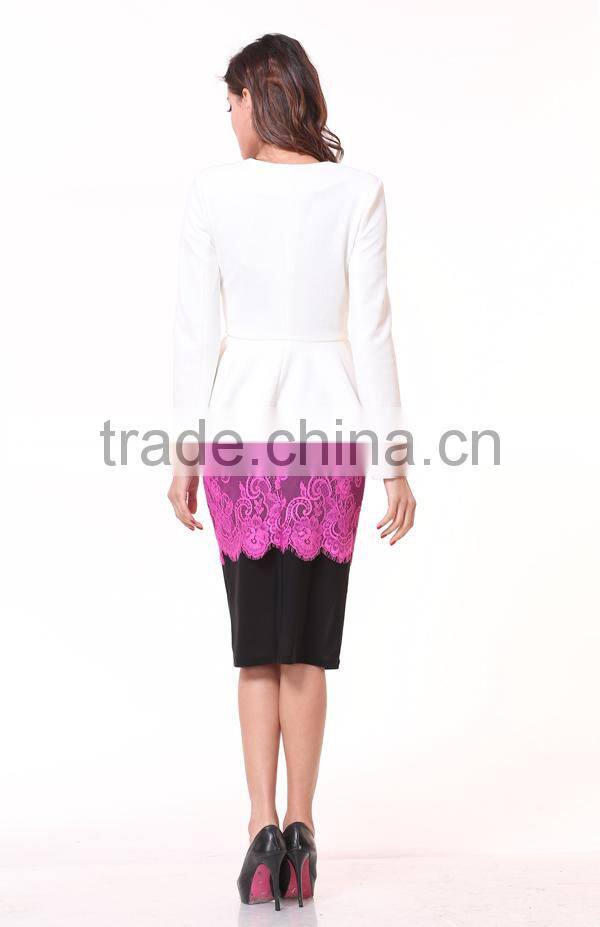 New Design Lady Solid Color Long Sleeve Peplum Blazer for Women