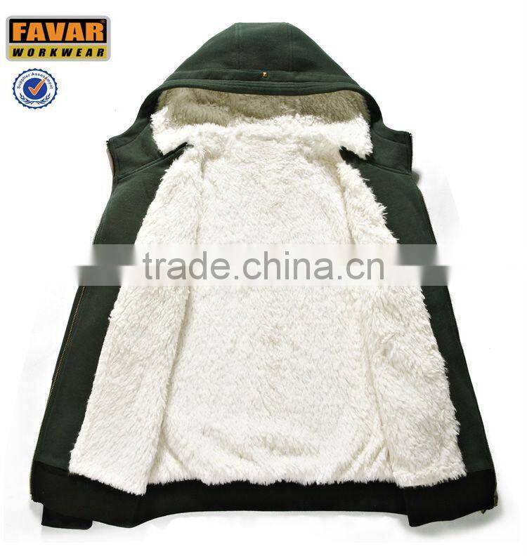 men's winter white fake fur jacket with hoody