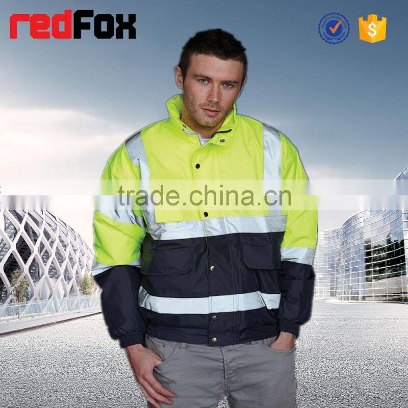 high visibility 2 bands safety bomber workwear jacket