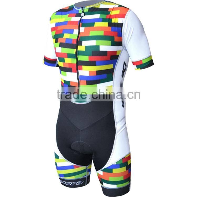2017 guangzhou Colorful Men's Summer Short Sleeve Cycling inline skating Skinsuit Bicycle skate