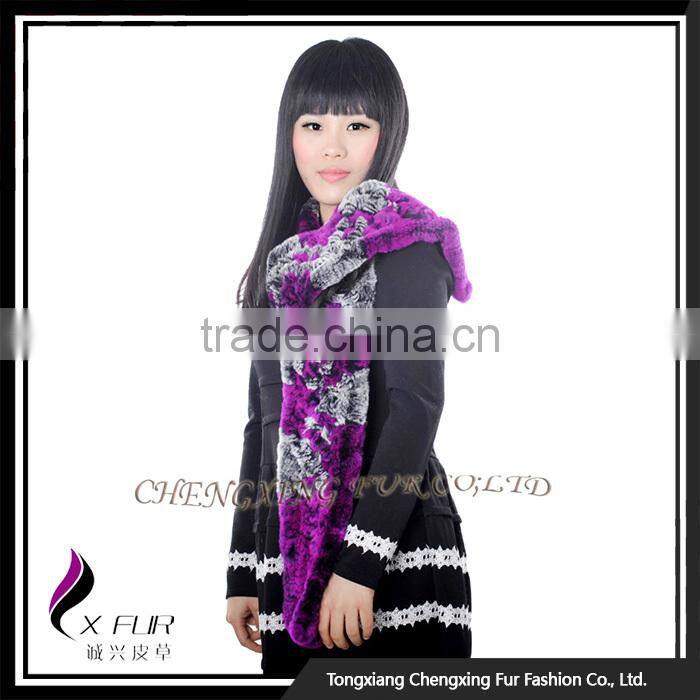 CX-S-164E China Suppliers Wholesale In Stock Rex Rabbit Fur Sexy Lady Fur Scarf