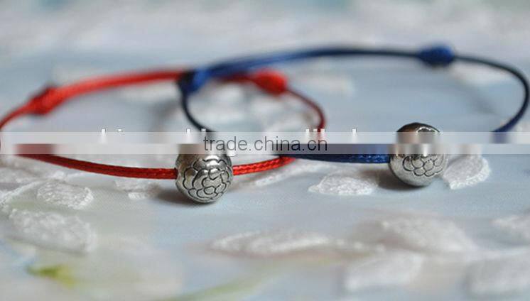 DIY Tibetan silver rose flower lovers best beeswax hand rope