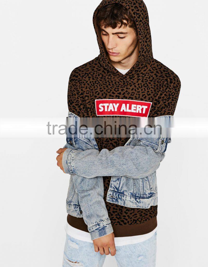 Long Men Sweatshirt With Hood And Printed Slogan Mens Pullover Clothing Custom Manufacturer 95% Cotton 5% Elastane Winter Warmth
