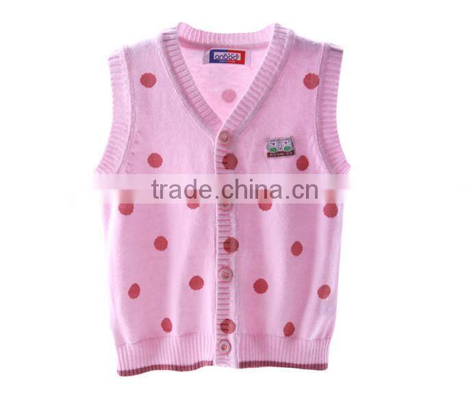 Baby clothing china long sleeve v neck polka dot girls cardigan sweater