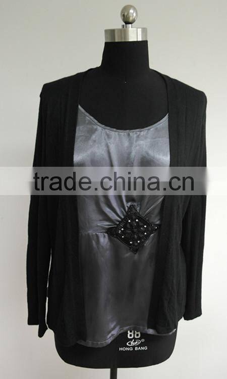 Ladies fashion silk cardigan joint sweater