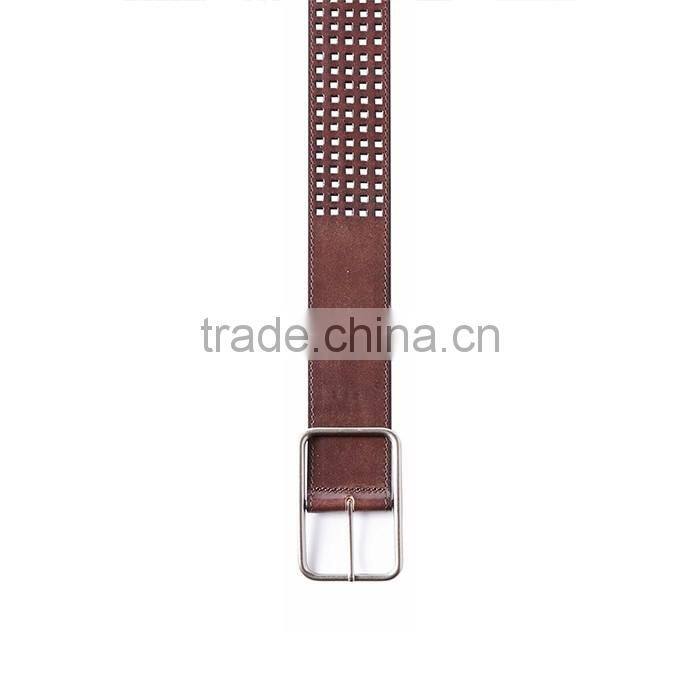 Female Leather Belt Square Pin Buckle Hollowed-out Easily Adjustable Belts