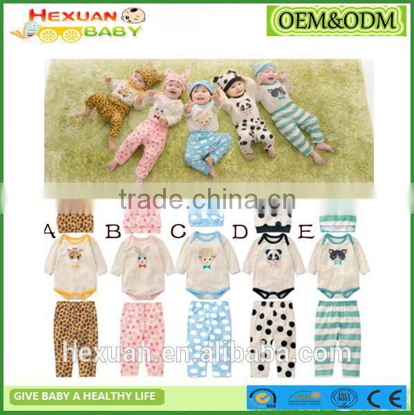 Anti-shrink promotion peruvian animal printed wholesale price baby boy Baby long-sleeve romper set