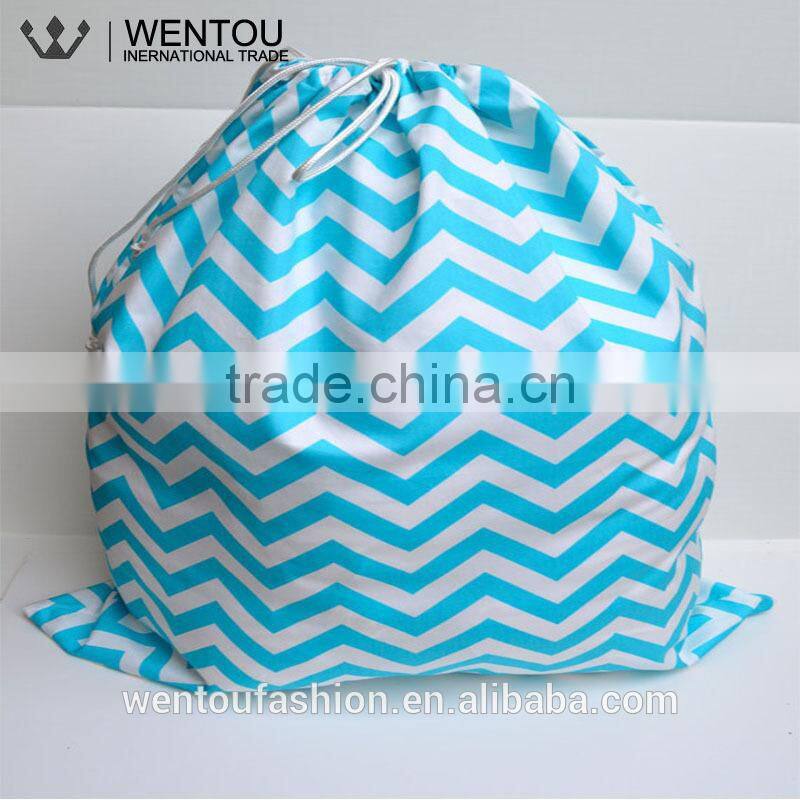 Monogramed Chevron Laundry Bag With Drawstring