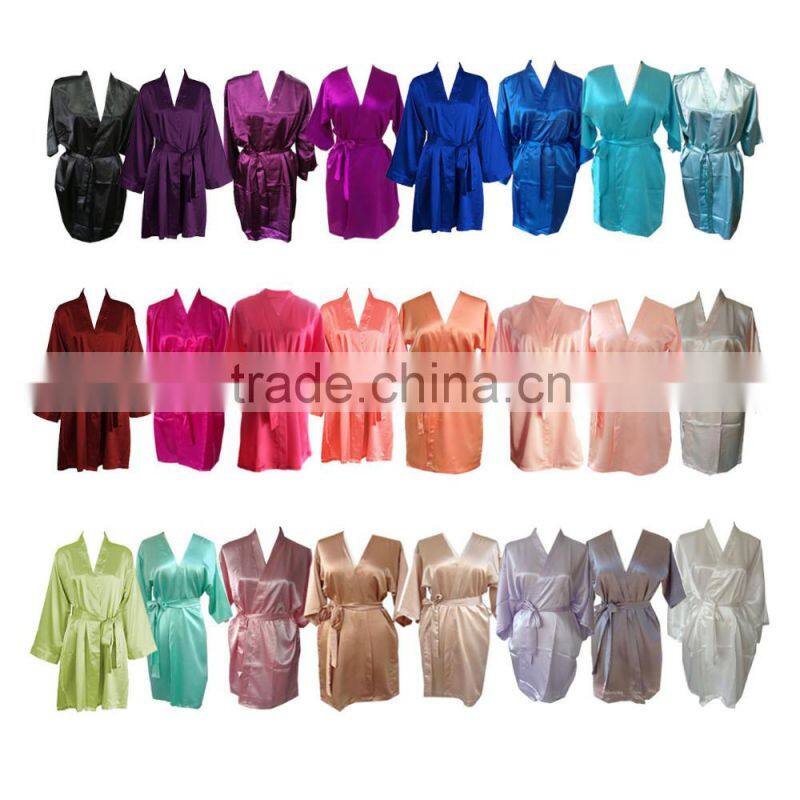 Factory wholesale satin plain bath robe satin robe silk robe WR007
