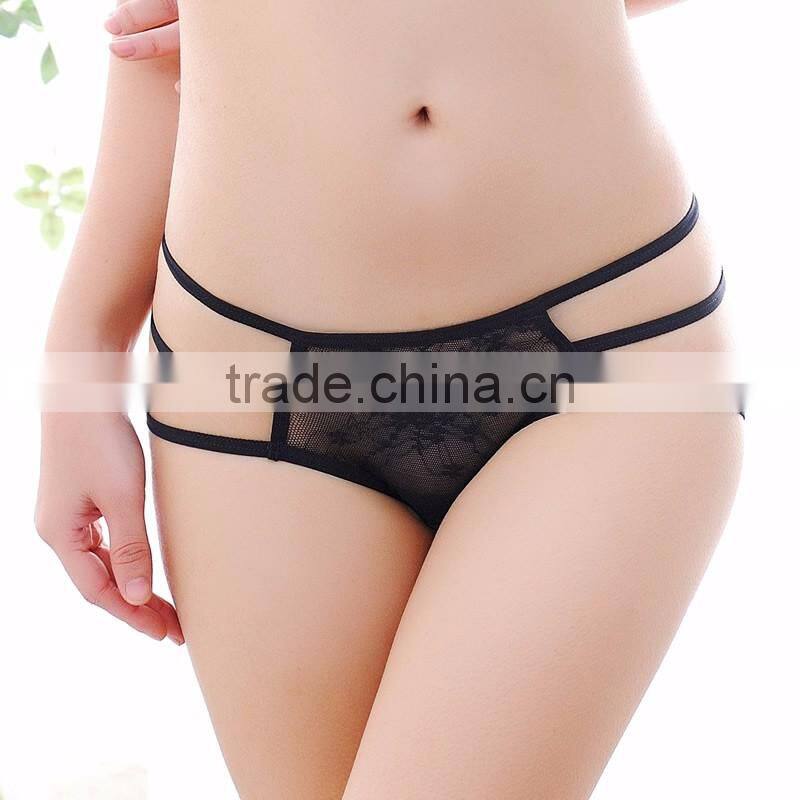 Lingerie wholesale lace and cotton hip-hugger thong sexy underwear women