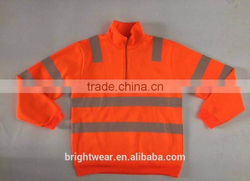 Mens orange hi vis reflective protective jacket warning fleece Chinese local tape safety sweatshirt