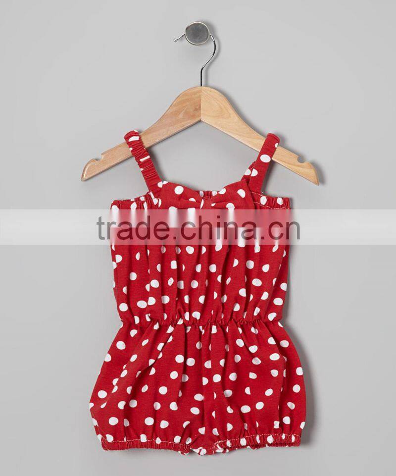 New Summer Romper Girls With Red Polka Dot Bow Newborn Romper Cute Newborn Girls Outfits RR90425-7