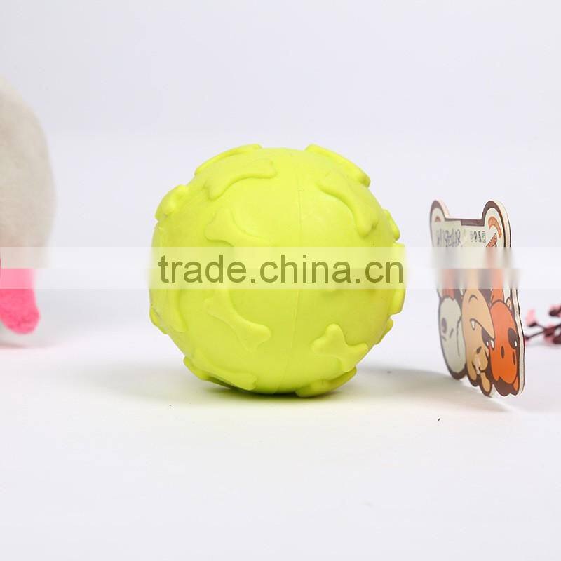 Colorful Bite resistant ruber dog tooth cleaning ball toy, dog chewing ball