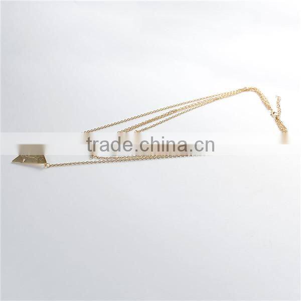 New Fashion Layered Necklace Gold Plated With Triangle Pendant Black & White & Blue Beads 42.0cm long