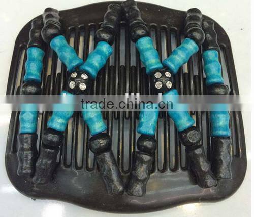 2015 fashion magic hair comb XP-CM-1009 plastic wooden beaded Magic Hair Comb Costume Twins Hair Comb Sets factory price