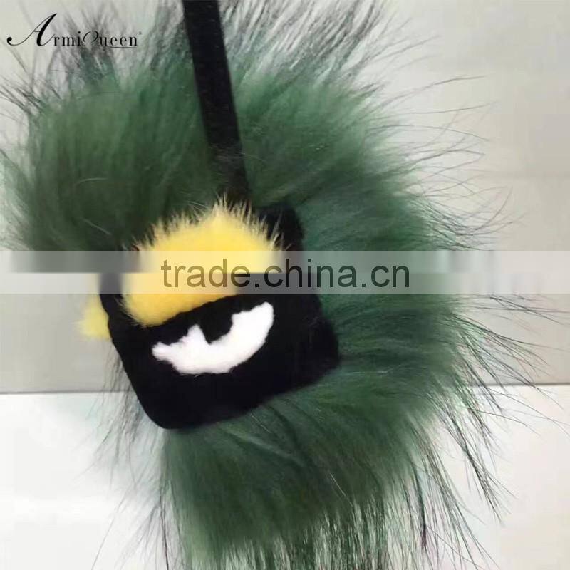 High quality fashion colorfur raccoon fur key chain accessories for bag