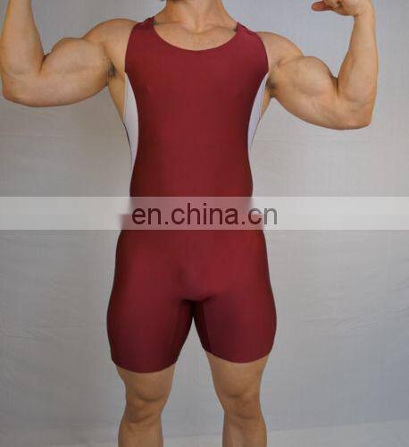 Custom sublimated high stretch lycra fabric wrestling singlet