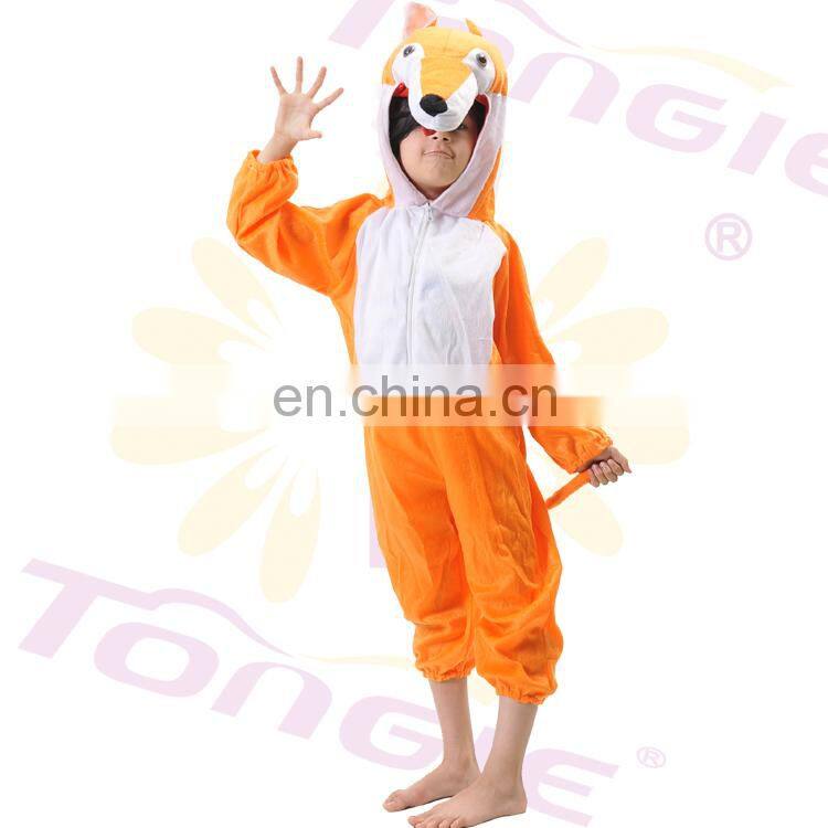 Short floss orange fox animal mascot cosplay costume for kids