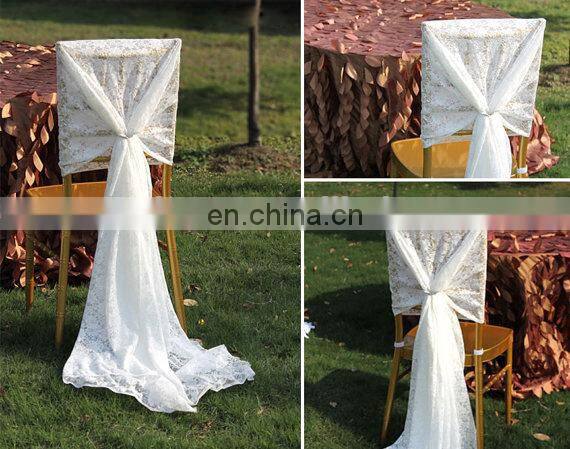 Newest Design Fancy Shiny Purple Wedding Tiffany Ruffle Chair Sash