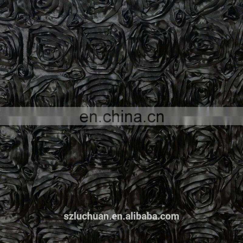 Most New Design Black Satin Rosette Wedding Table Skirt