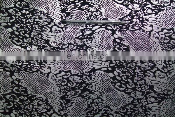 Winfar Textile Hot Sell Stretch Silver Foil Python Printed Scuba Knitting Polyester Fabric