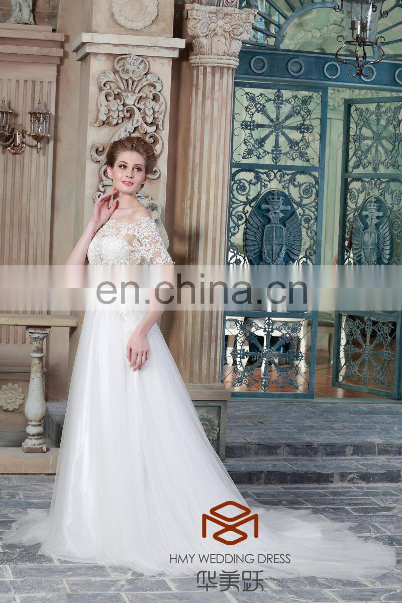 Alibaba hight quality offshoulder fantasy wedding dress Water soluble lace wedding dress