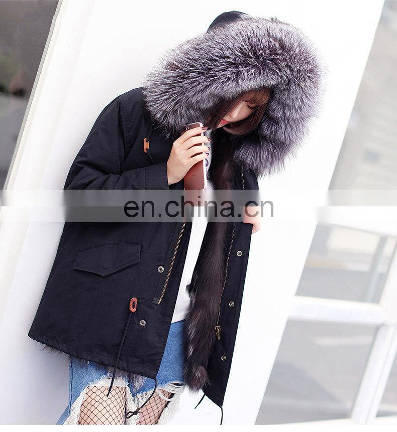 Hot Sales Winter's Fox Fur Lined Parka Germany Fur Coats With Removable Raccoon Fur Collar
