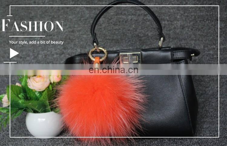Plus size 100% raccoon fur pompom ball accessories keychain