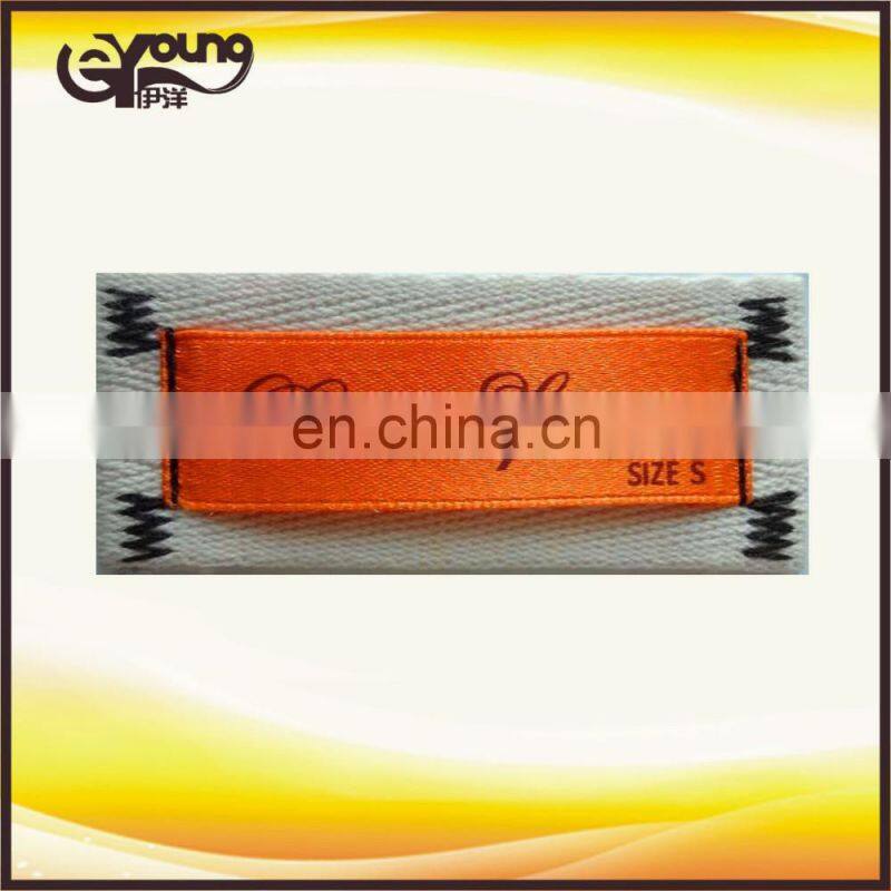 Damask white satin garment printed size labels tags