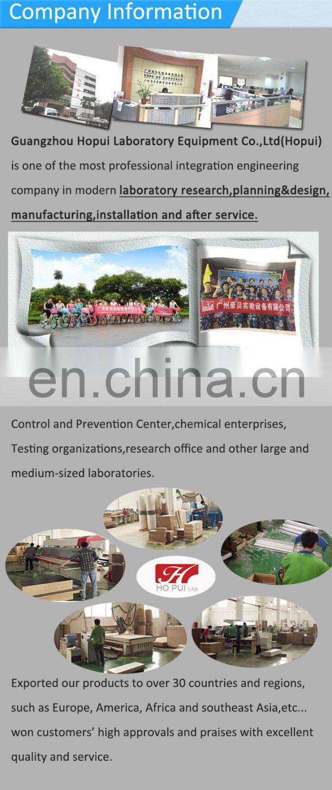 Ho Pui Laboratory Furniture Acid and Alkali Resistant 1800x800x2350mm PP Material Laboratory Fume Hood Price