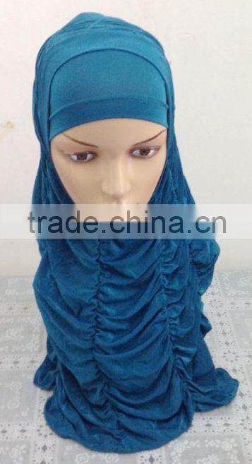 A593 Newest design solid color ruffle TWO Pieces HIJAB