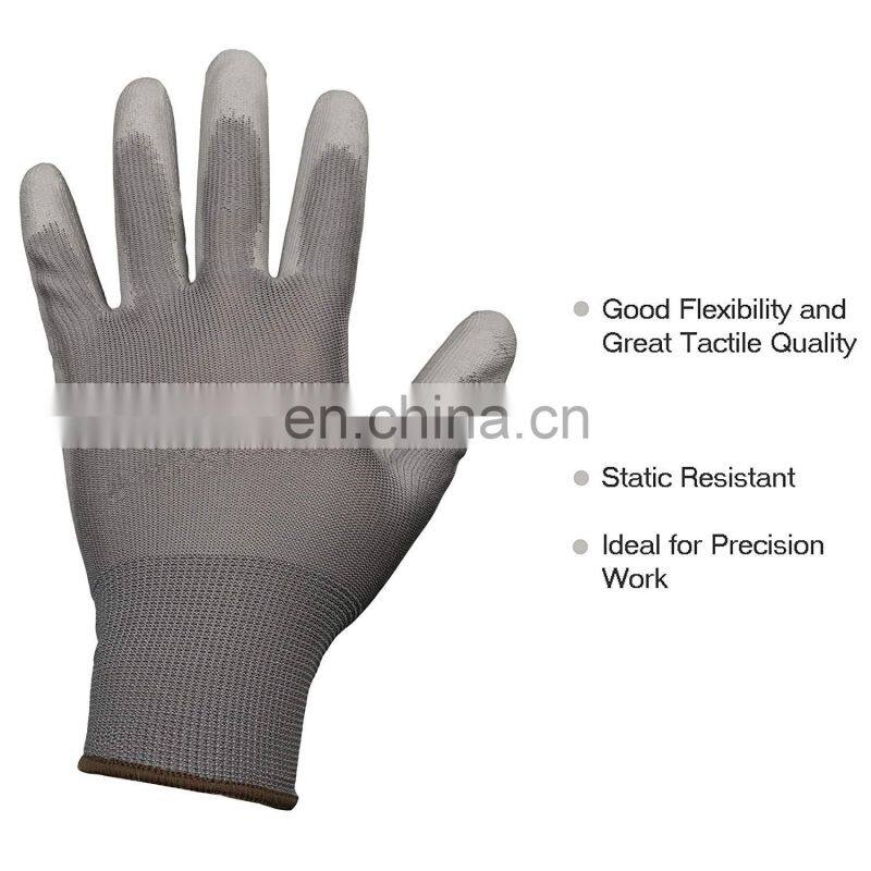 4131 Ultra-thin Black Work Glove Polyurethane Palm Coated PU Dipping Inspection Gloves