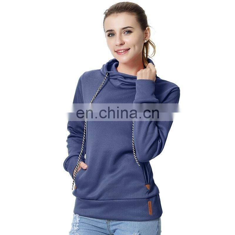 Wholesale custom women's hooded sweater long sleeve casual loose sports pure color hoodie Casual and comfortable