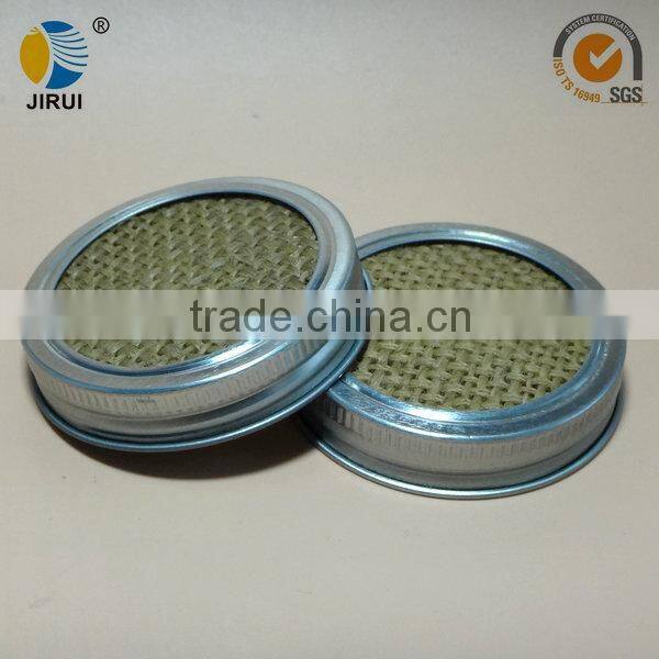 70mm silver metal lug cap with mesh sieve for manson jar