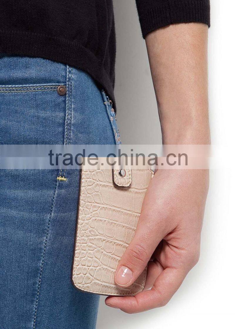 high quality handmade crocodile leather phone case with edge coats and small flap custom logo phone sleeve for iphone