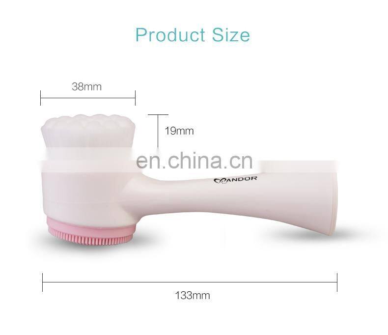 High Quality Exfoliating silicone synthetic head Facial  Cleansing  brush dual  side synthetic fiber  face cleanser