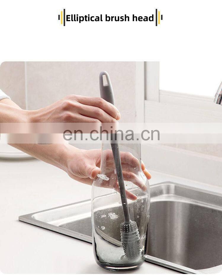 Silicone Cup Brush Cup Scrubber Glass Cleaner Kitchen Cleaning Tool Long Handle Drink Wineglass Bottle Glass Cup Cleaning Brush