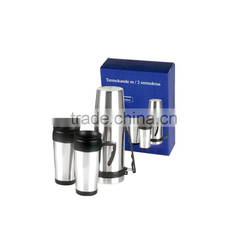 Promotion Gift sets Stainless Steel Vacuum Flask and 2 pieces coffee cups