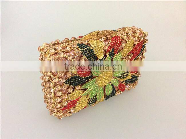 Luxury metal frame rhinestone women clutch diamond evening bags