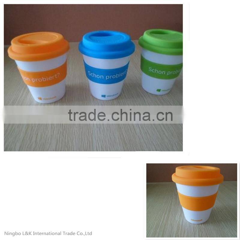 promotional PP coffee mug, plastic cup with lid